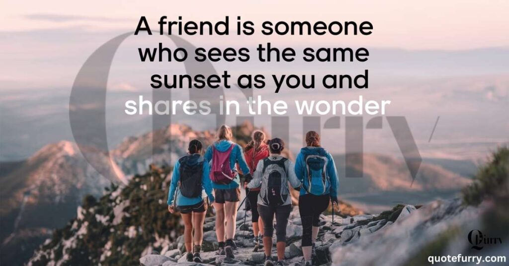 A friend is someone who sees the same sunset as you and shares in the wonder