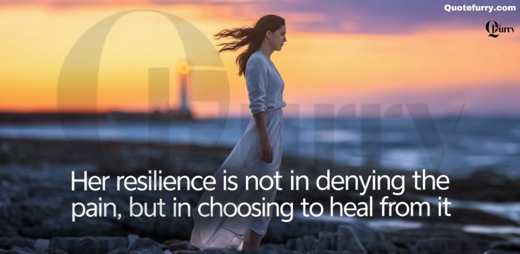 Her resilience is not in denying the pain, but in choosing to heal from it