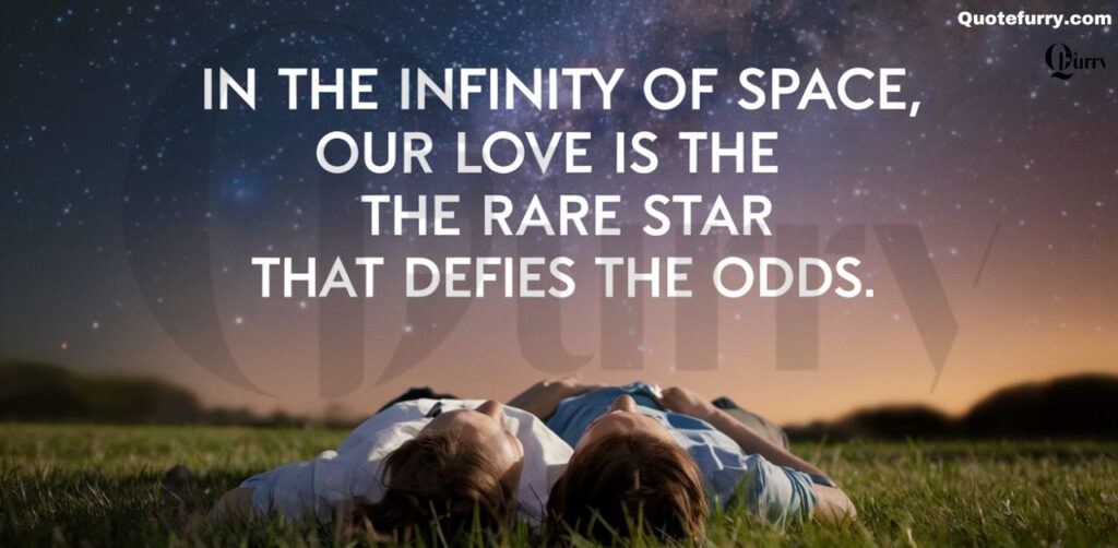 In the infinity of space, our love is the rare star that defies the odds