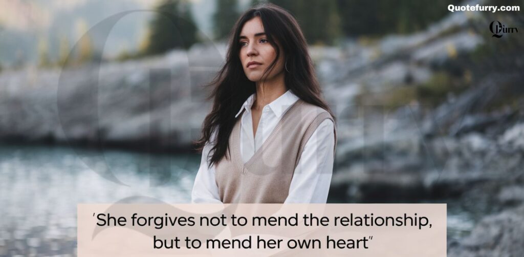 She forgives not to mend the relationship, but to mend her own heart