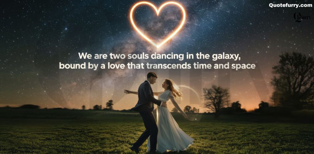 We are two souls dancing in the galaxy, bound by a love that transcends time and space